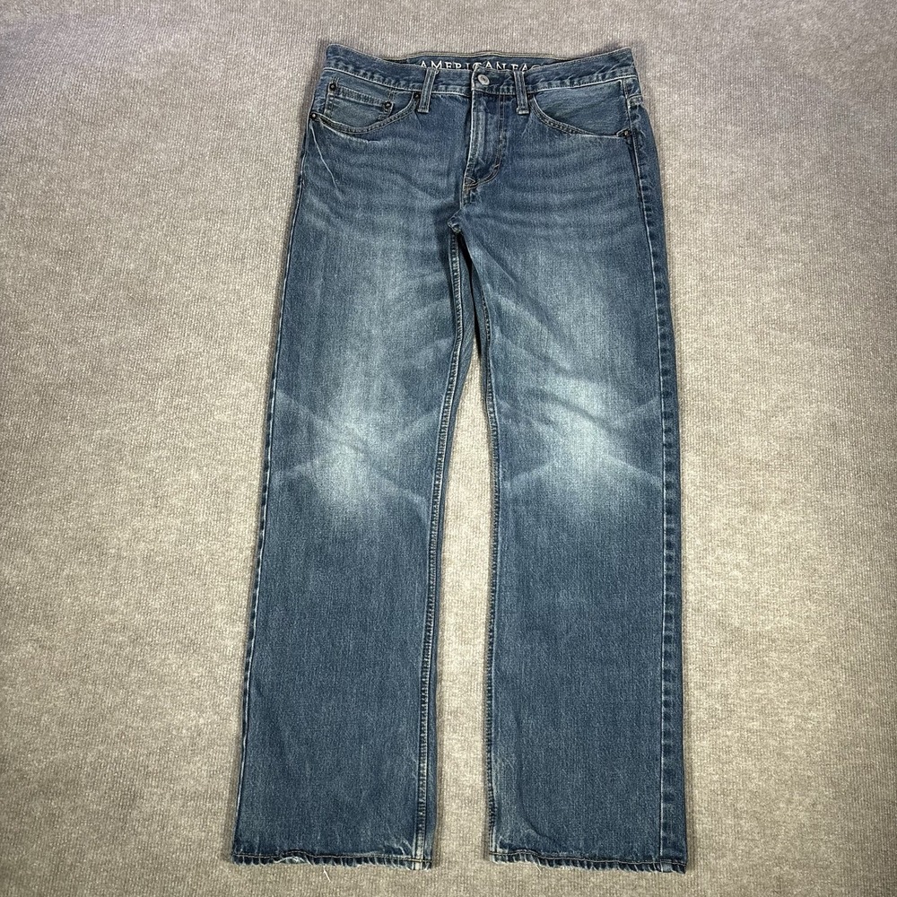 American Eagle Jeans Mens 32x31 Relaxed Straight Dark Blue Denim Faded Y2K